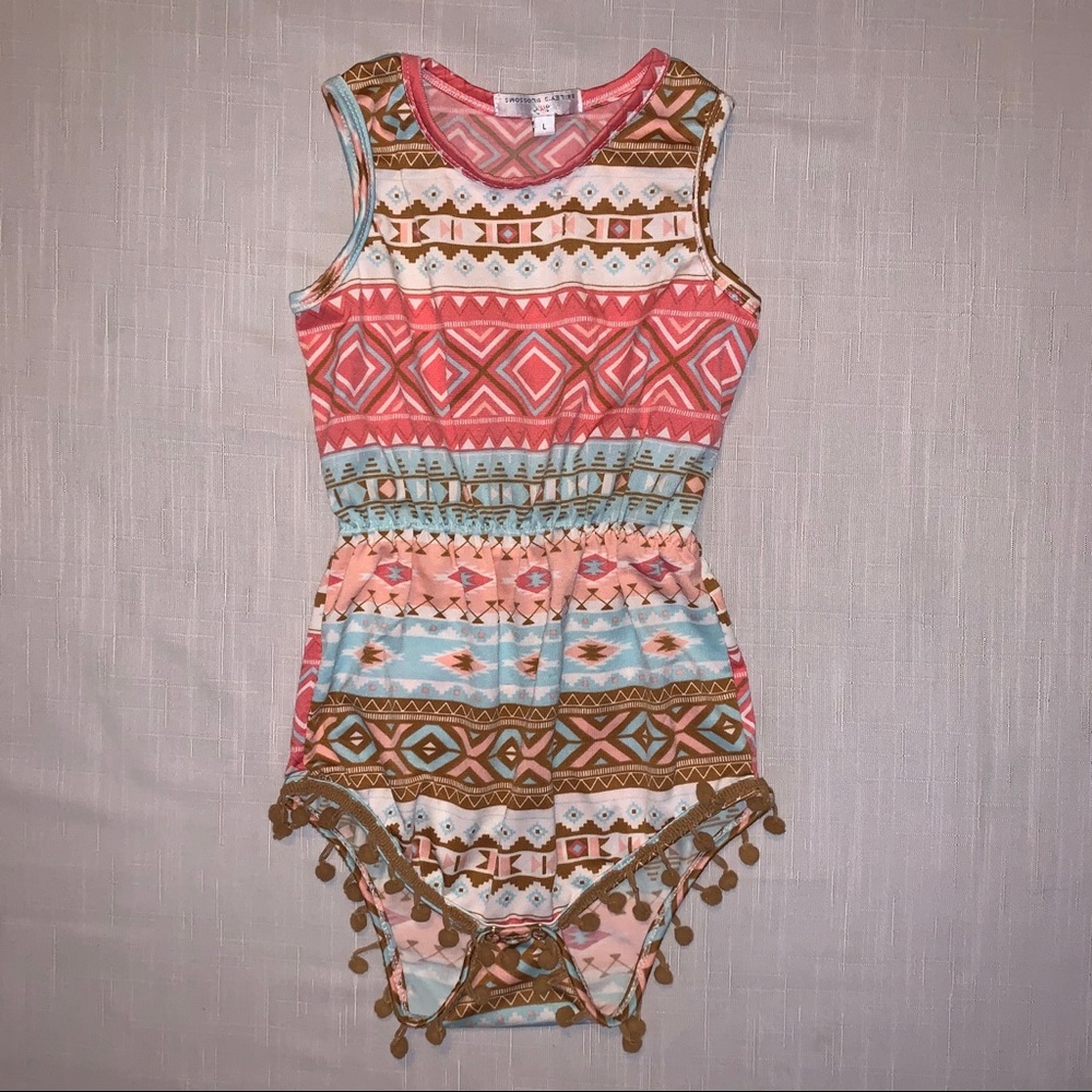 12-18M Girl Aztec Print PomPom Onesie Romper